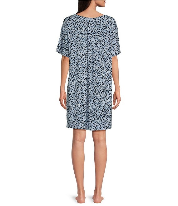 Donna Karan Sleep Abstract Print Short Sleeve Neck Sleepshirt