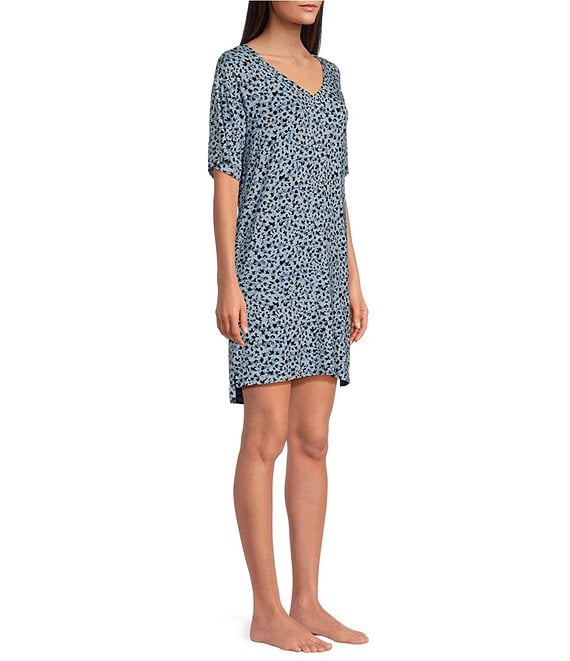 Donna Karan Sleep Abstract Print Short Sleeve Neck Sleepshirt