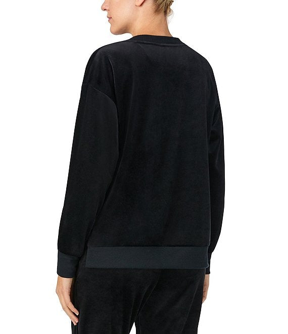 Donna Karan Sleep Long Sleeve V-Neck Solid Fleece Coordinating Lounge Top