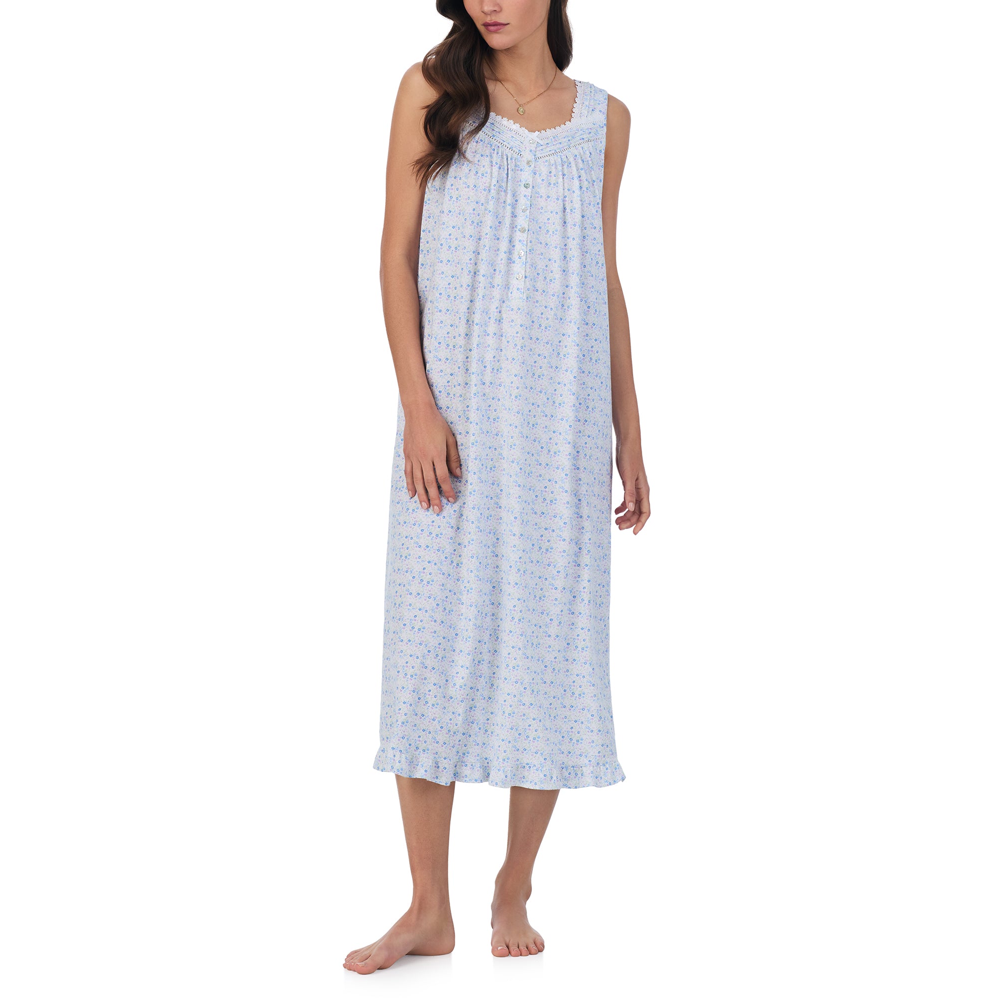 Eileen West Classic Cotton Knit Long Sleeveless Nightgown