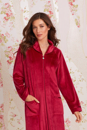 Eileen West Velour Long Zip Robe