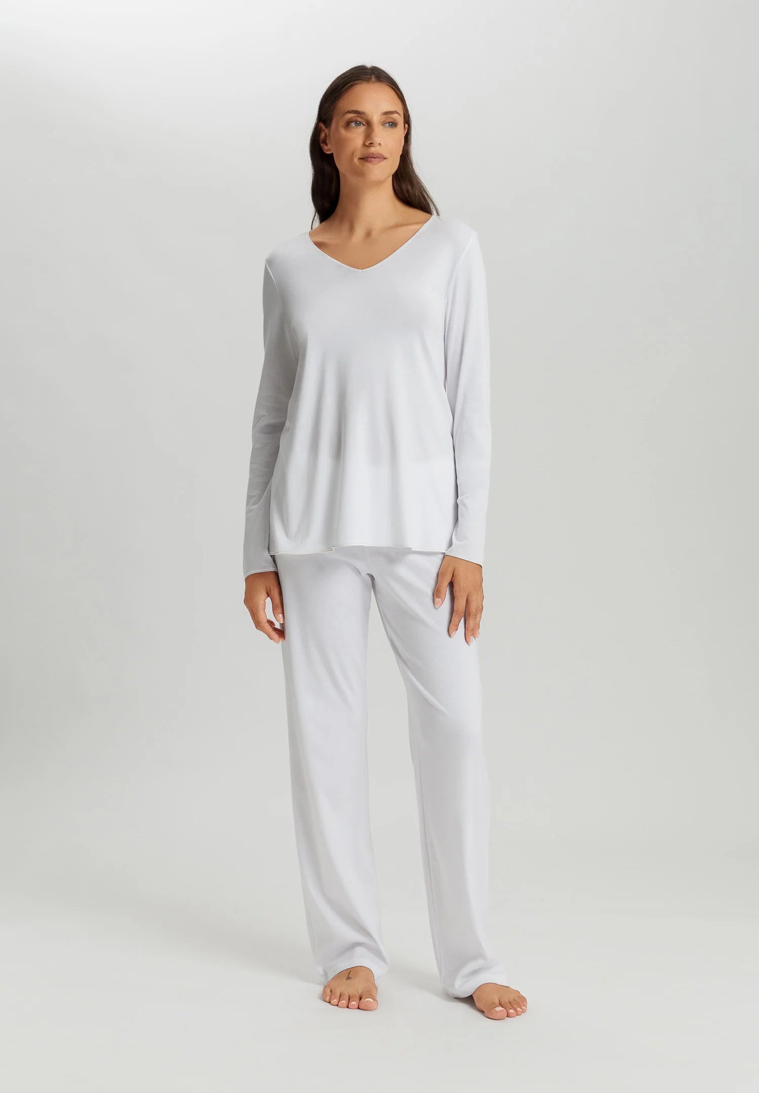 Hanro Cotton V-Neck Long Pajama Set