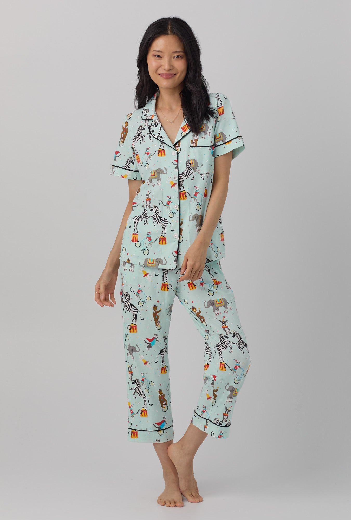 Bed Head Circus Ring S/S Classic Stretch Jersey Cropped PJ Set