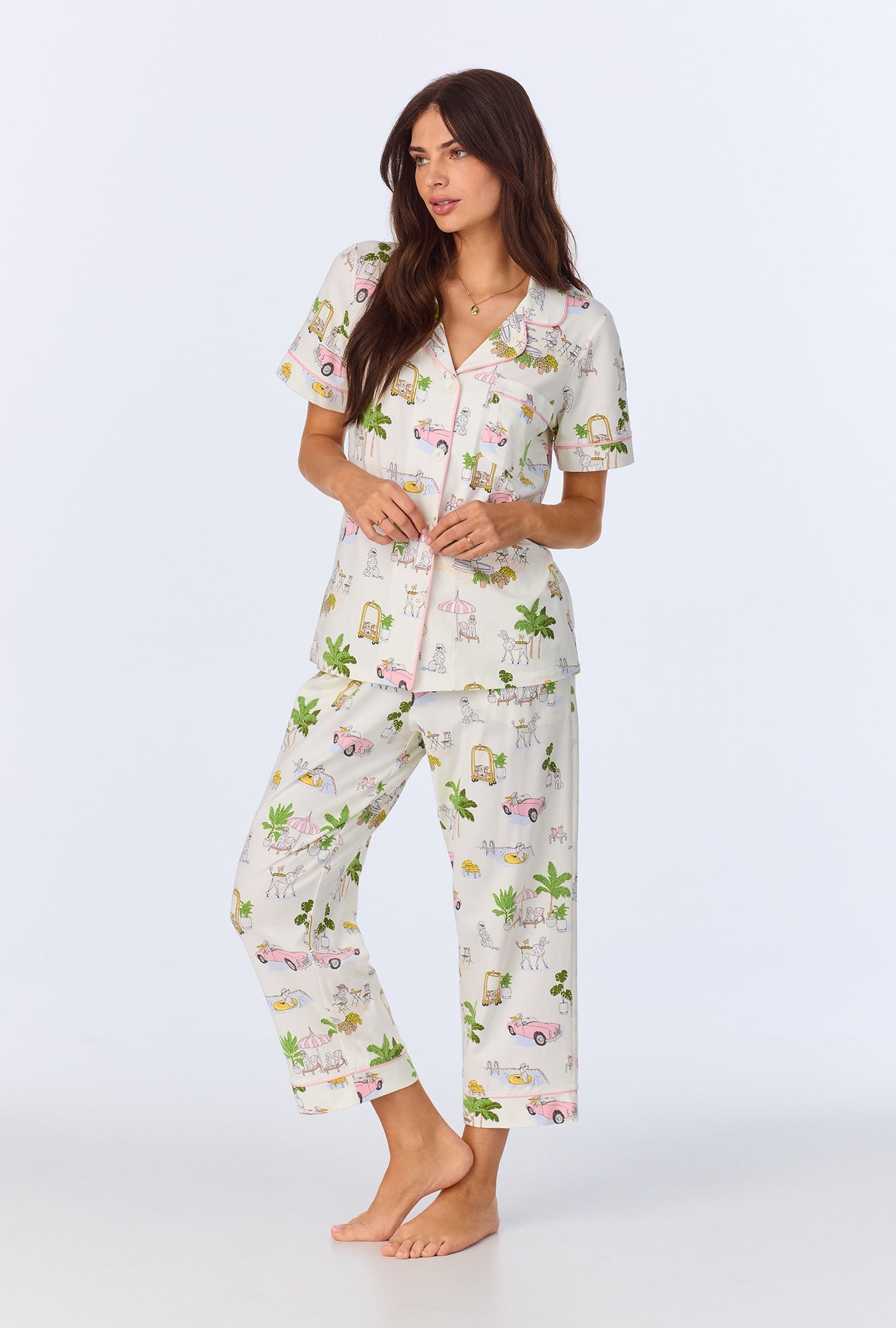 Bed Head Poolside Poodles S/S Cropped PJ Set