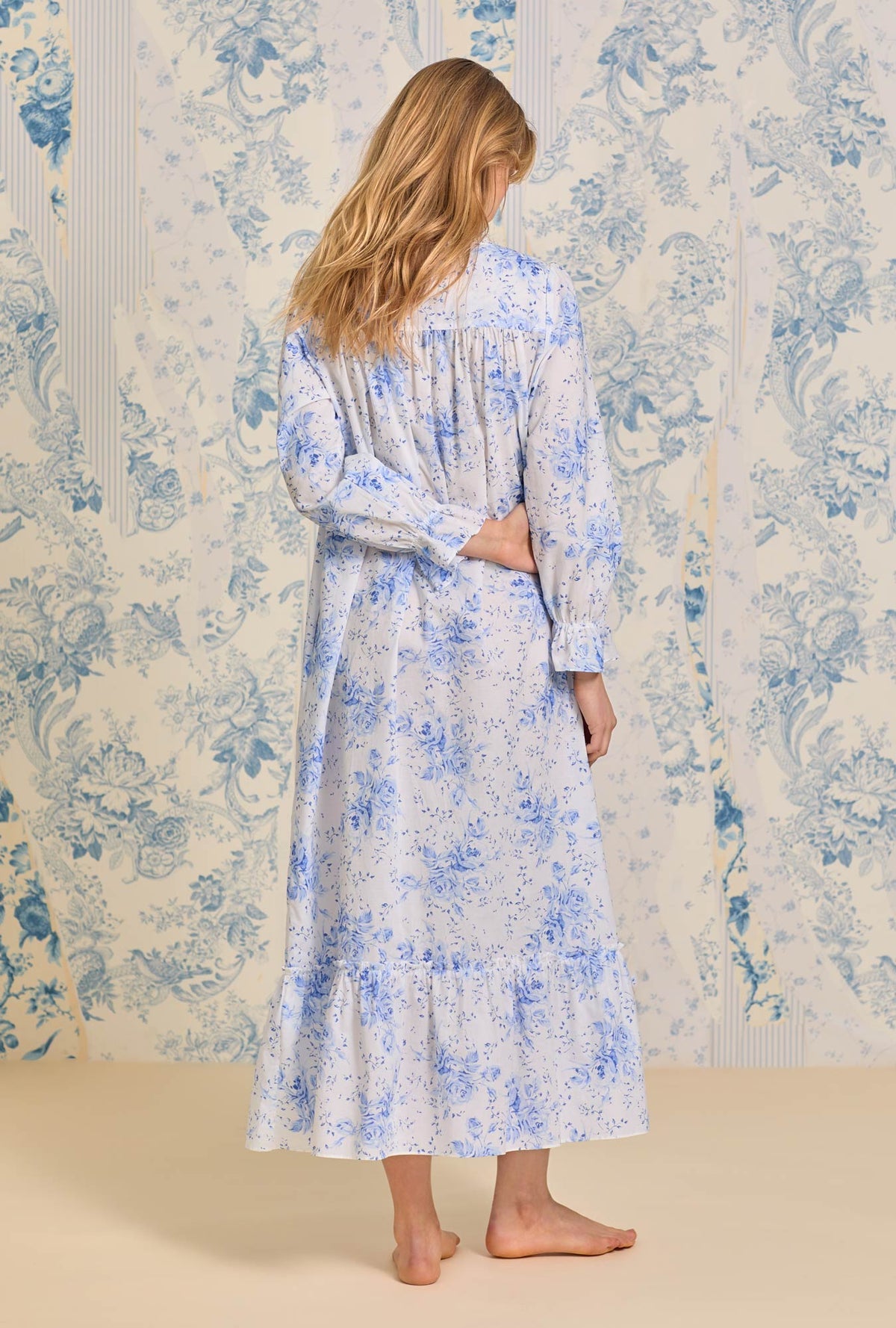 Eileen West Romantic Blues Long Sleeve Cotton Nightgown