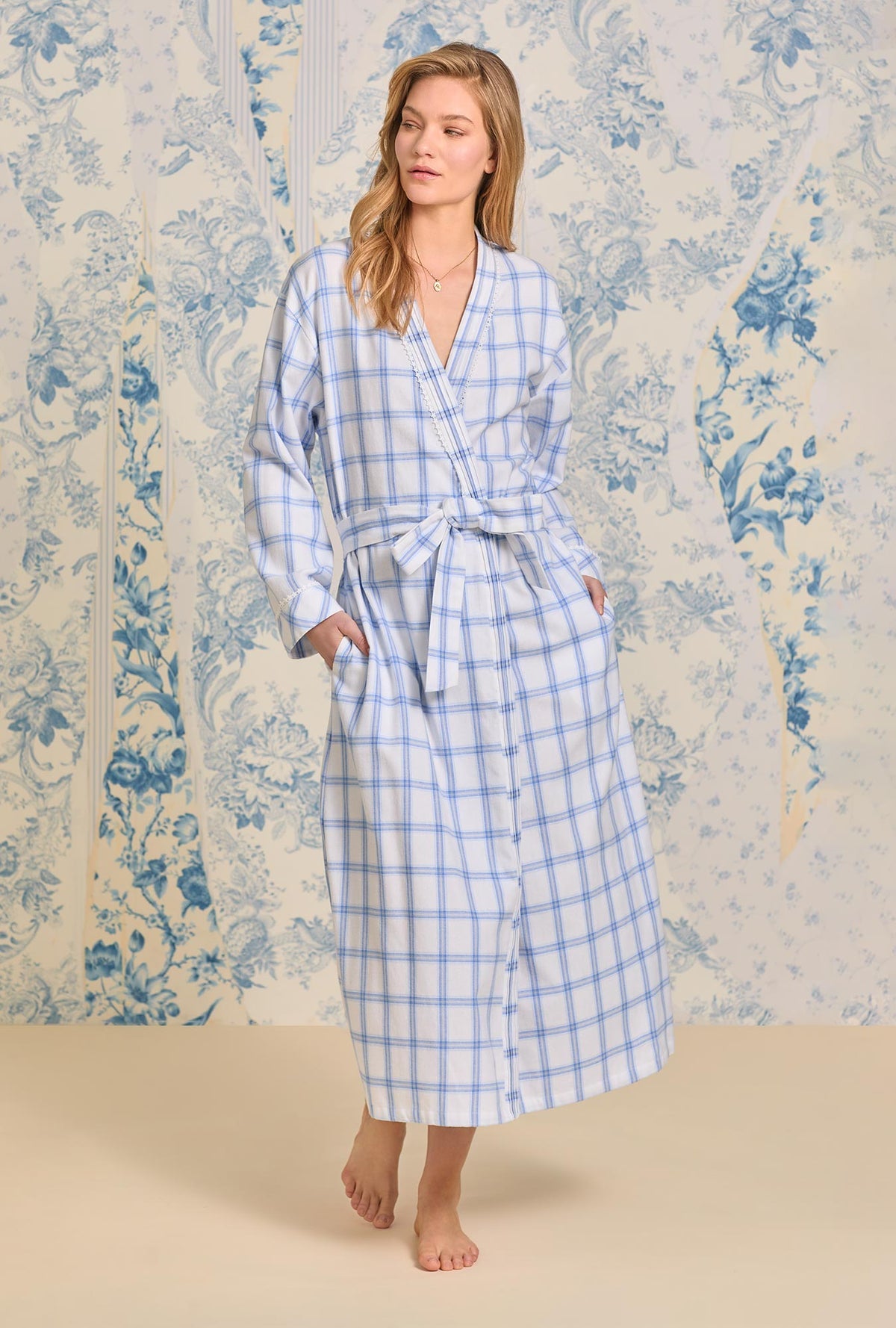 Eileen West Heritage Cotton Flannel Pretty Plaid Ballet Wrap Robe