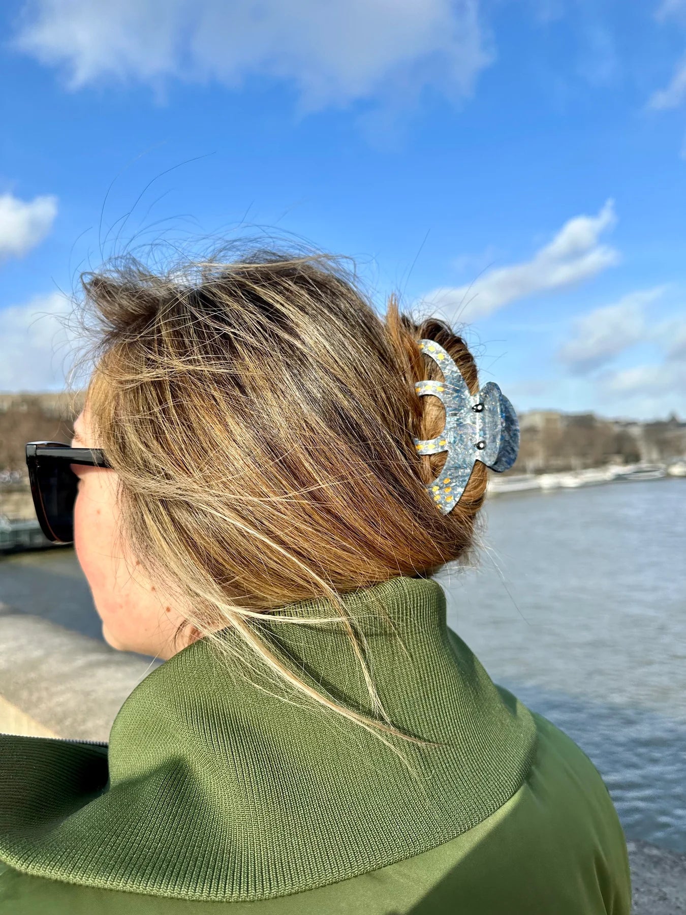 Solar Eclipse Hand-Painted Octopus Claw Hair Clip