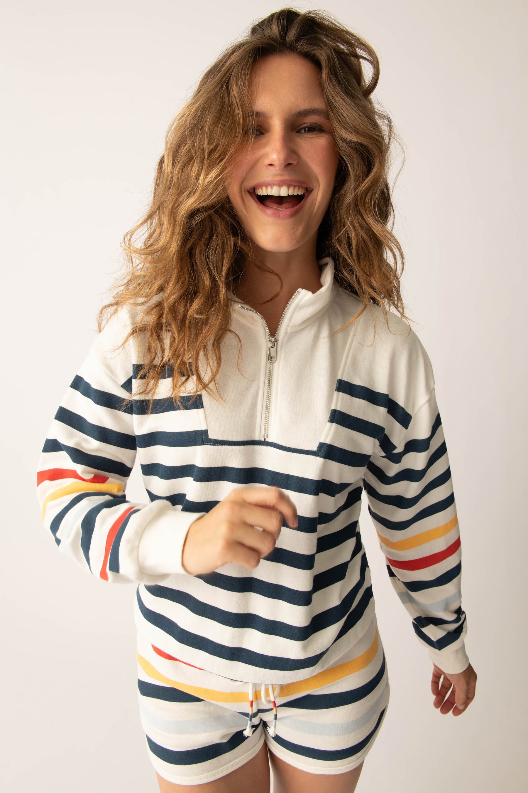 P.J. Salvage Maritime Lounge Stripe 1/4 Zip Top