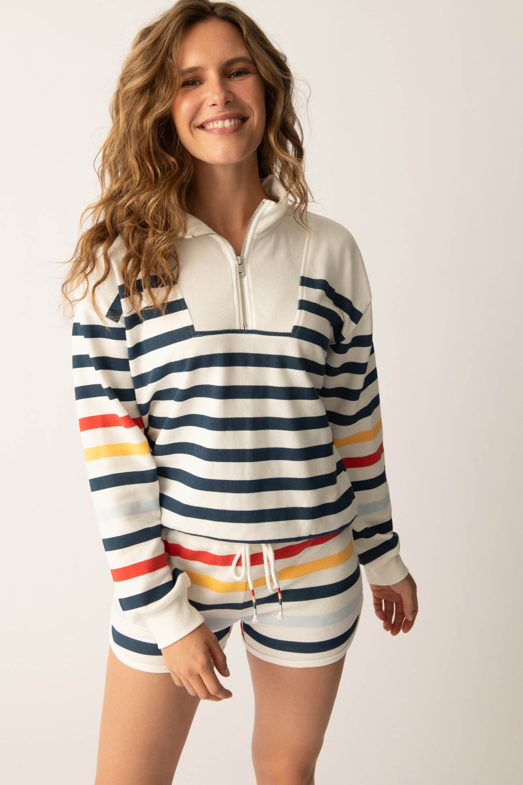 P.J. Salvage Maritime Lounge Stripe 1/4 Zip Top