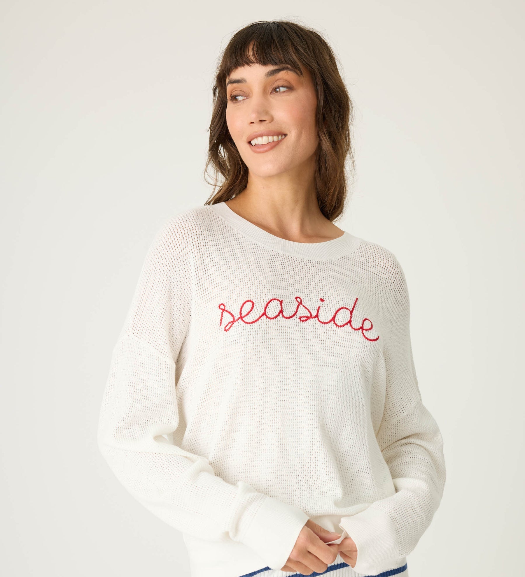 P.J. Salvage Seaside Waffle & Embroidered Sweater