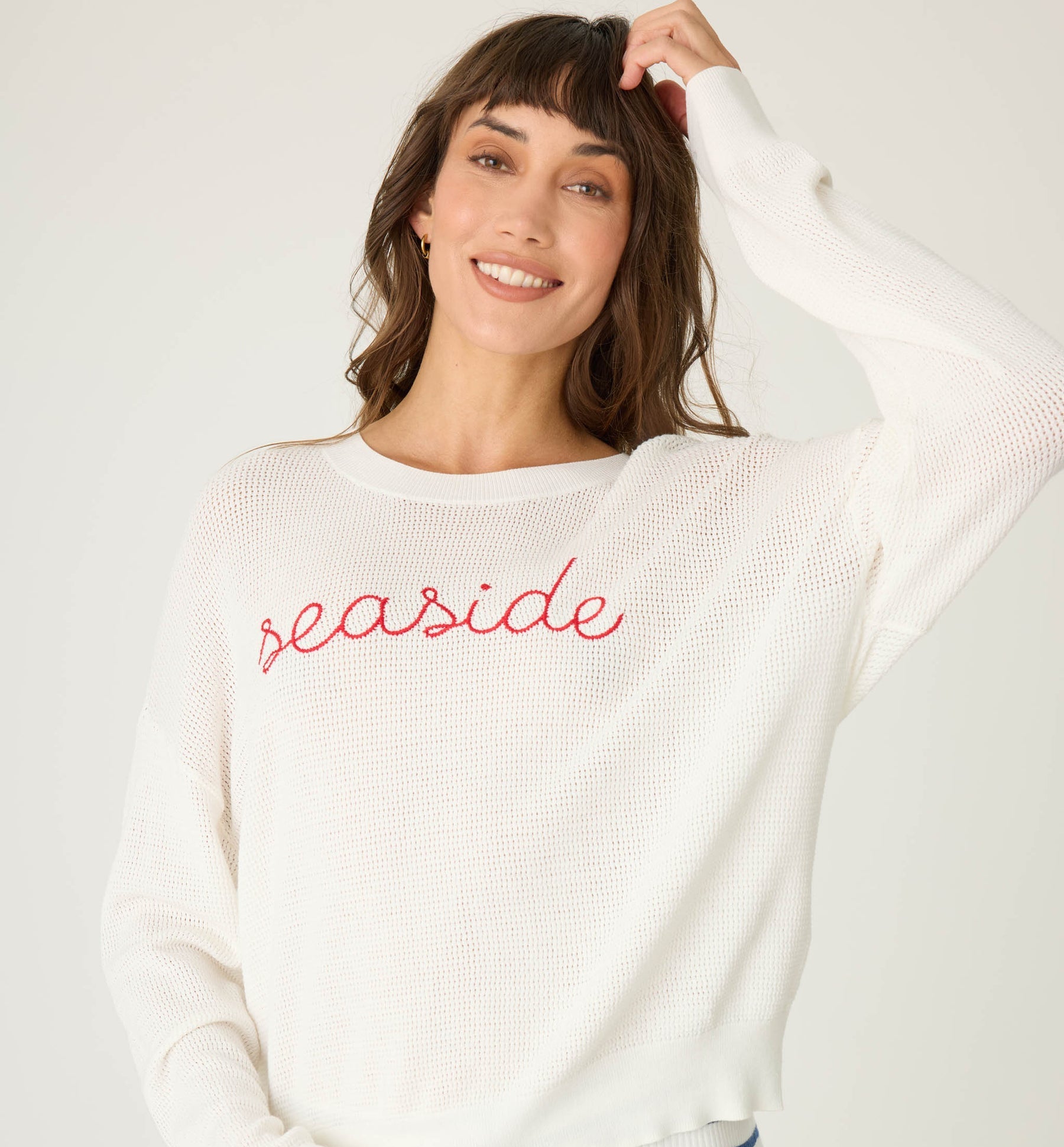 P.J. Salvage Seaside Waffle & Embroidered Sweater