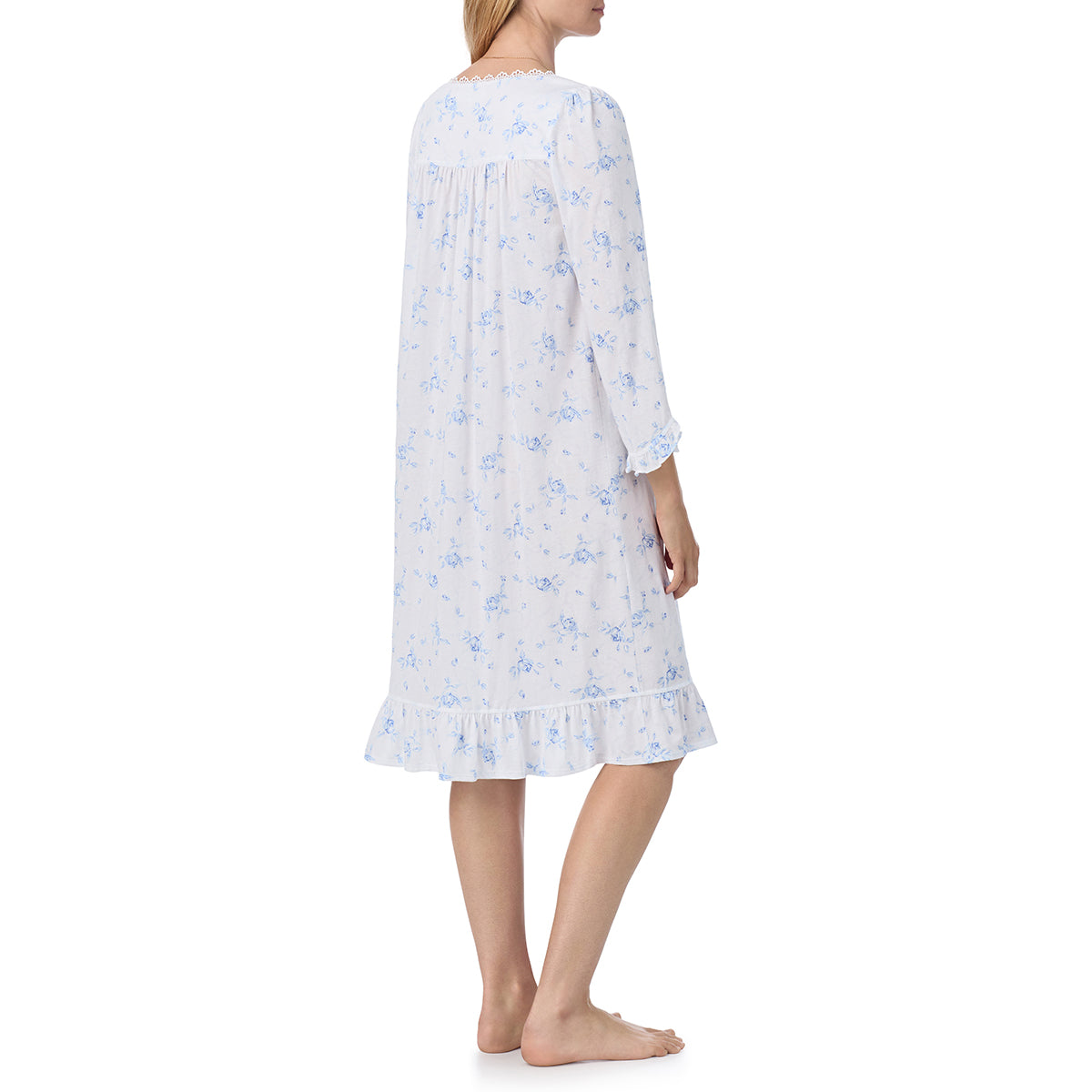 Eileen West Tencel Blue Rose Cotton Modal Long Sleeve Nightgown