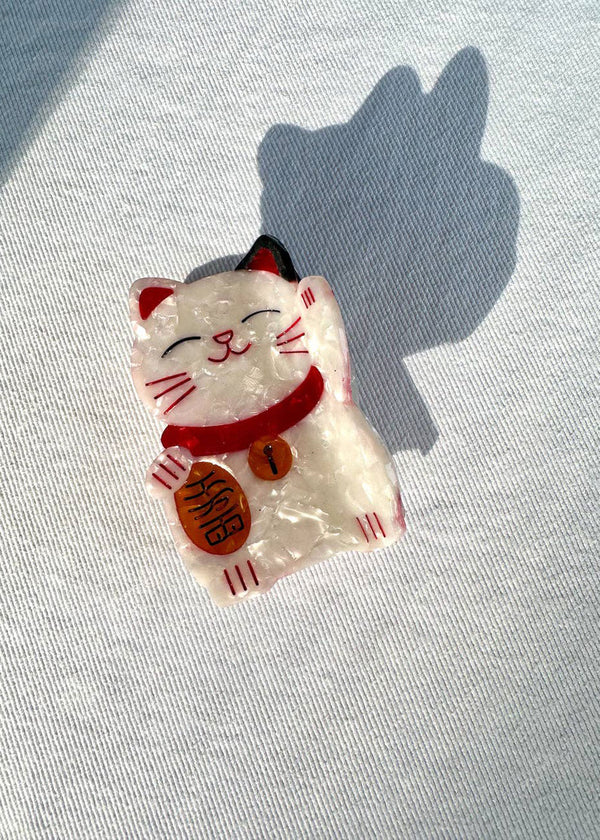 Solar Eclipse Hand-Painted Lucky Cat Claw Hair Clip