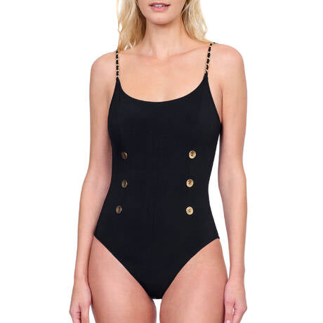 Gottex Montecarlo Round Neck Lingerie Straps with Button Details One Piece Swimsuit