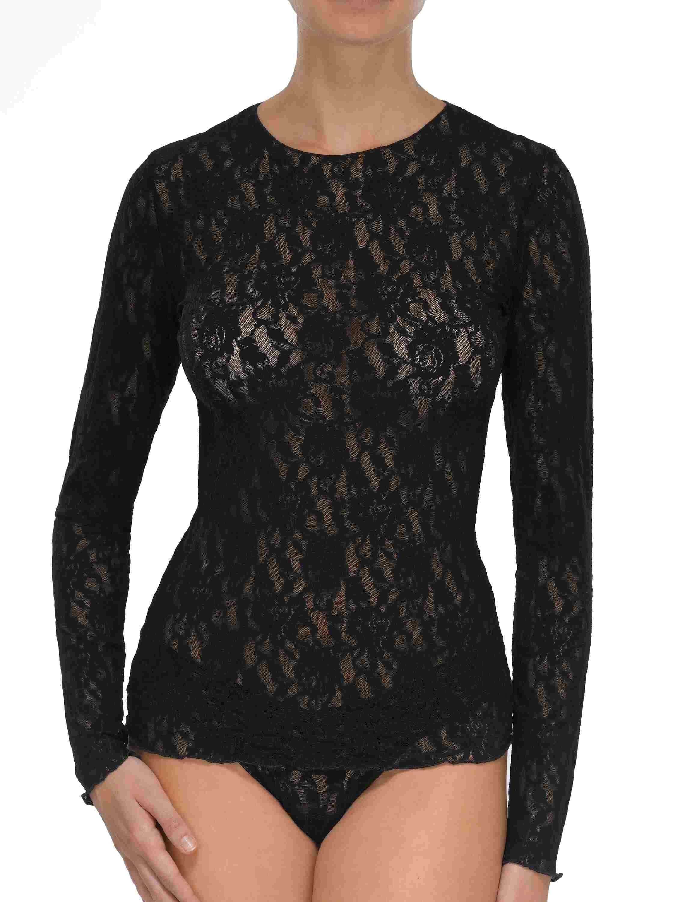 hanky panky lace unlined top black