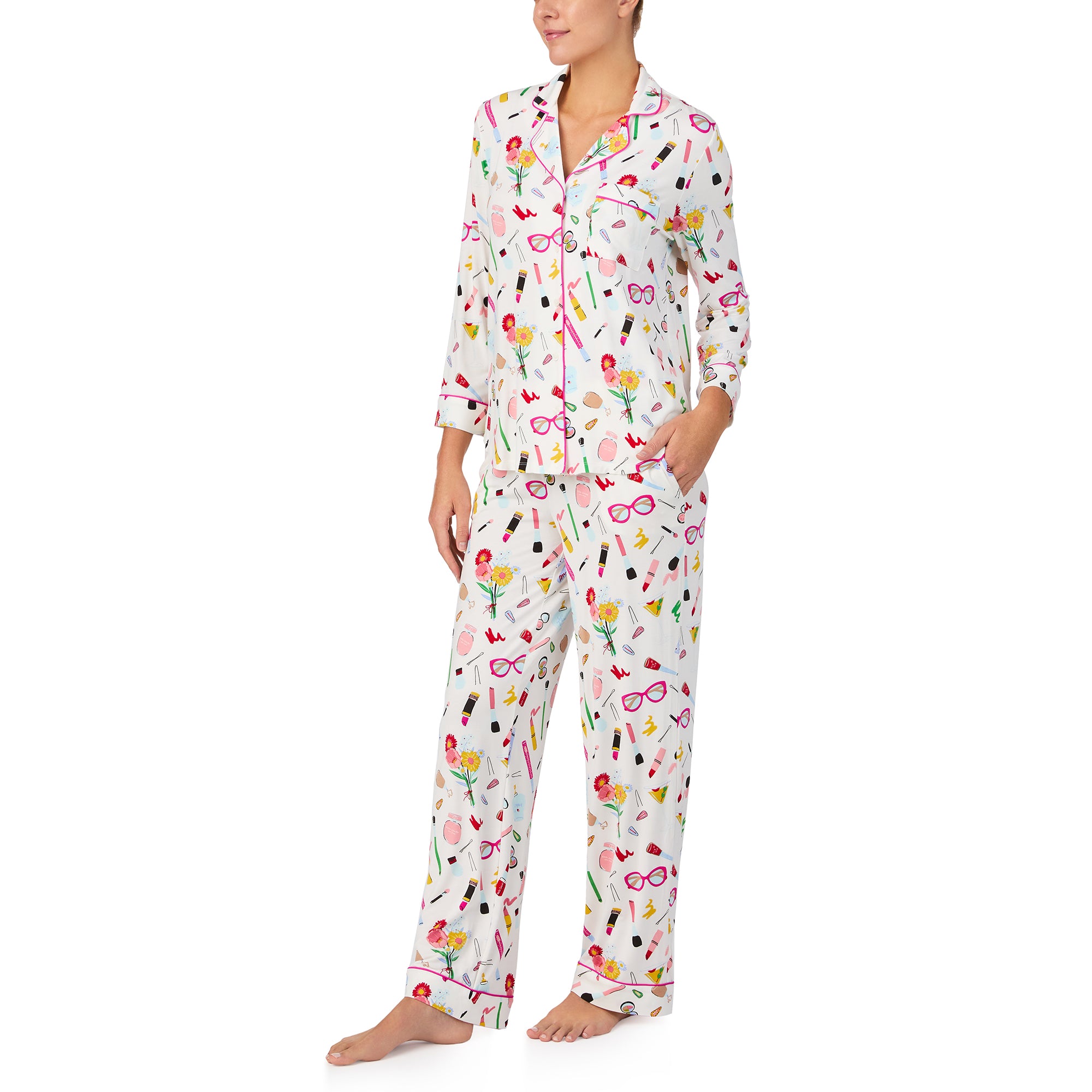 Kate Spade 3/4 Sleeve Notch PJ Set