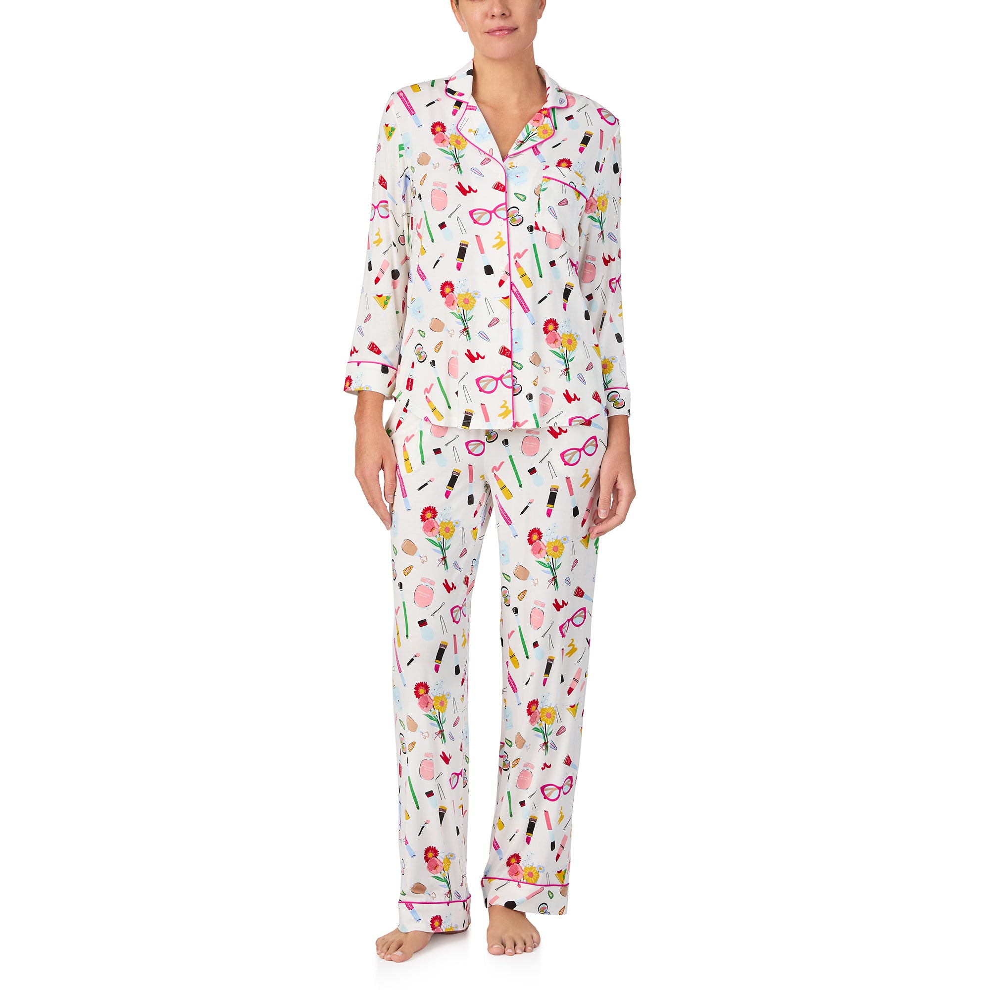 Kate Spade 3/4 Sleeve Notch PJ Set